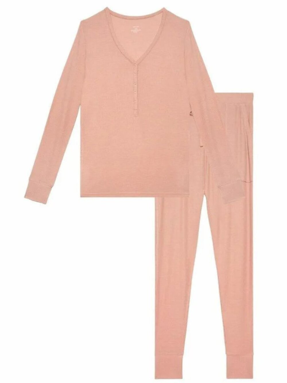 Posh Peanut Women's Bamboo Long Sleeve Pajama Set - Desert Rose Waffle, size 2XL